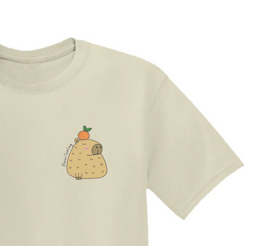 "Flourishing" Capybara Sand T-Shirt