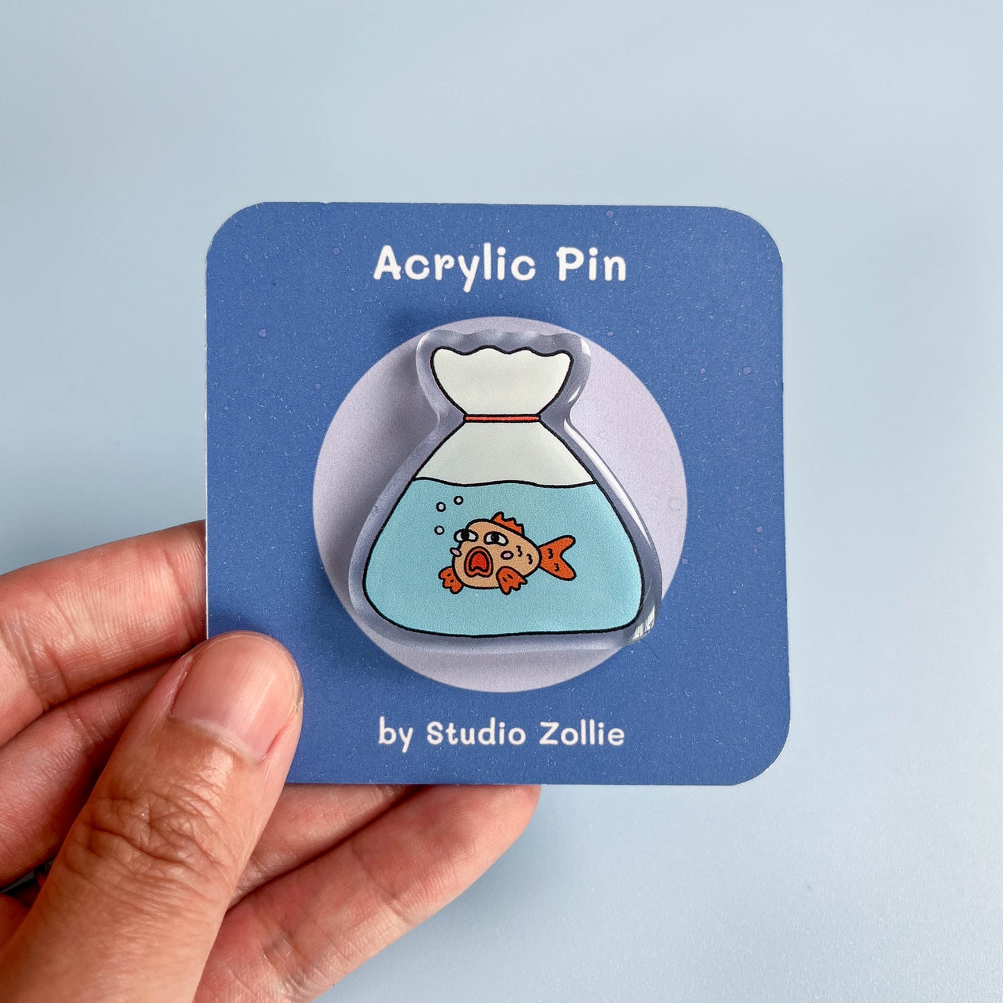 Goldfish in a Bag Acrylic Pin