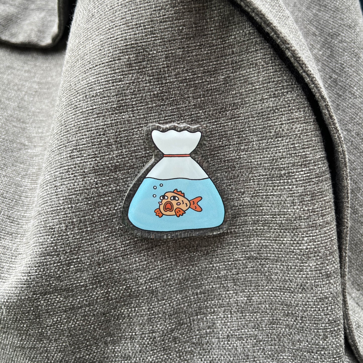 Goldfish in a Bag Acrylic Pin