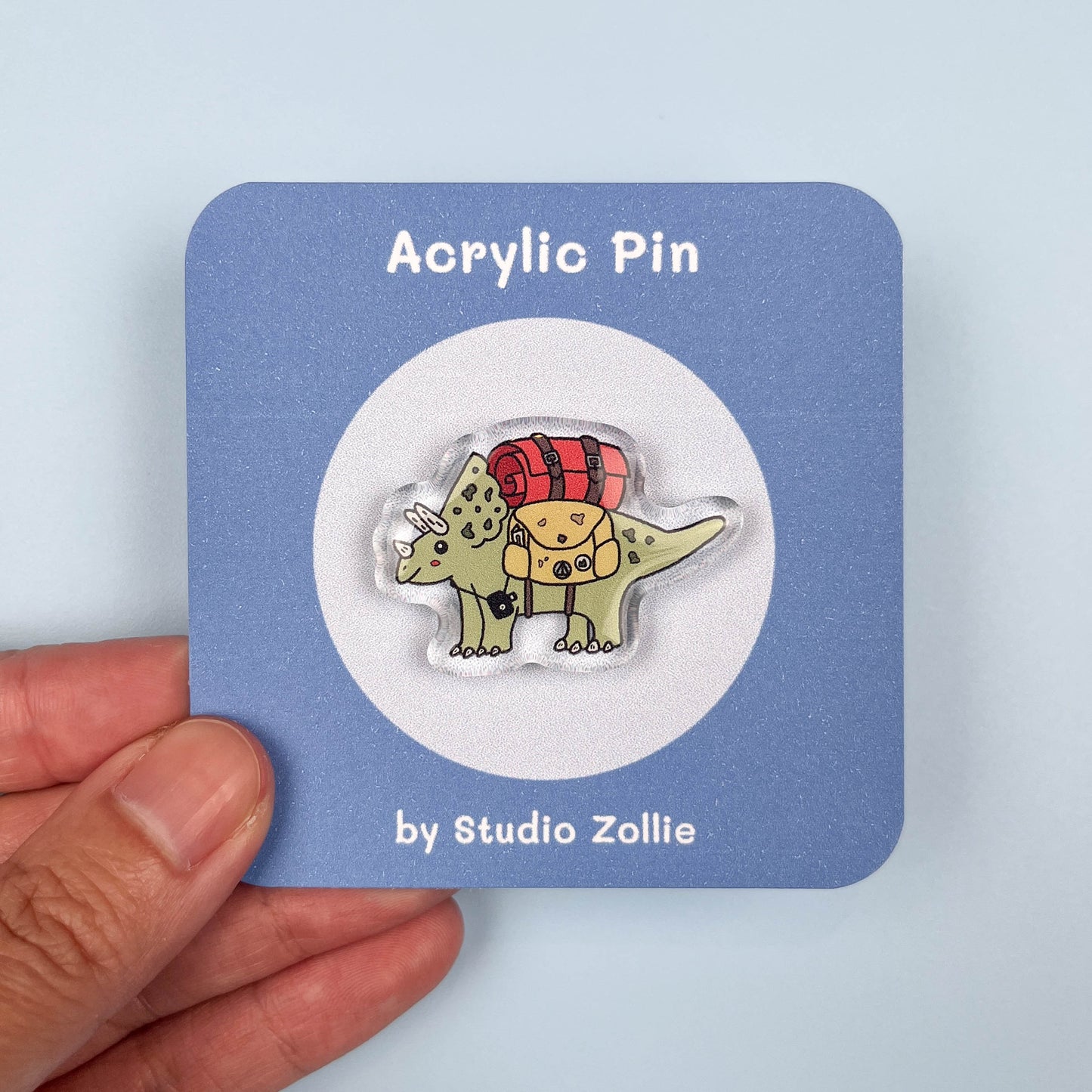 Travelling Triceratops Acrylic Pin