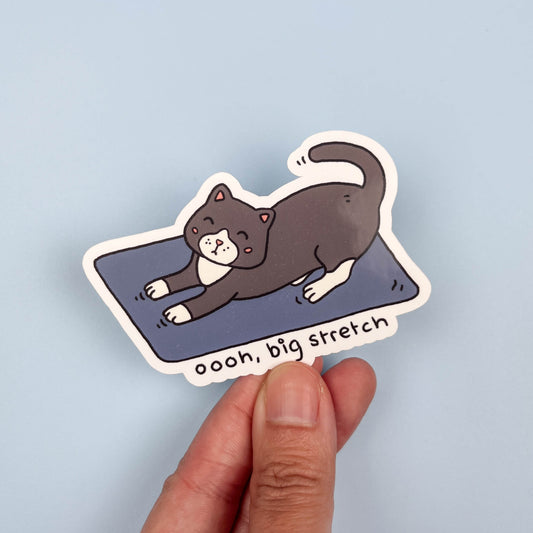 "Oooh, Big Stretch" Tuxedo Cat Sticker