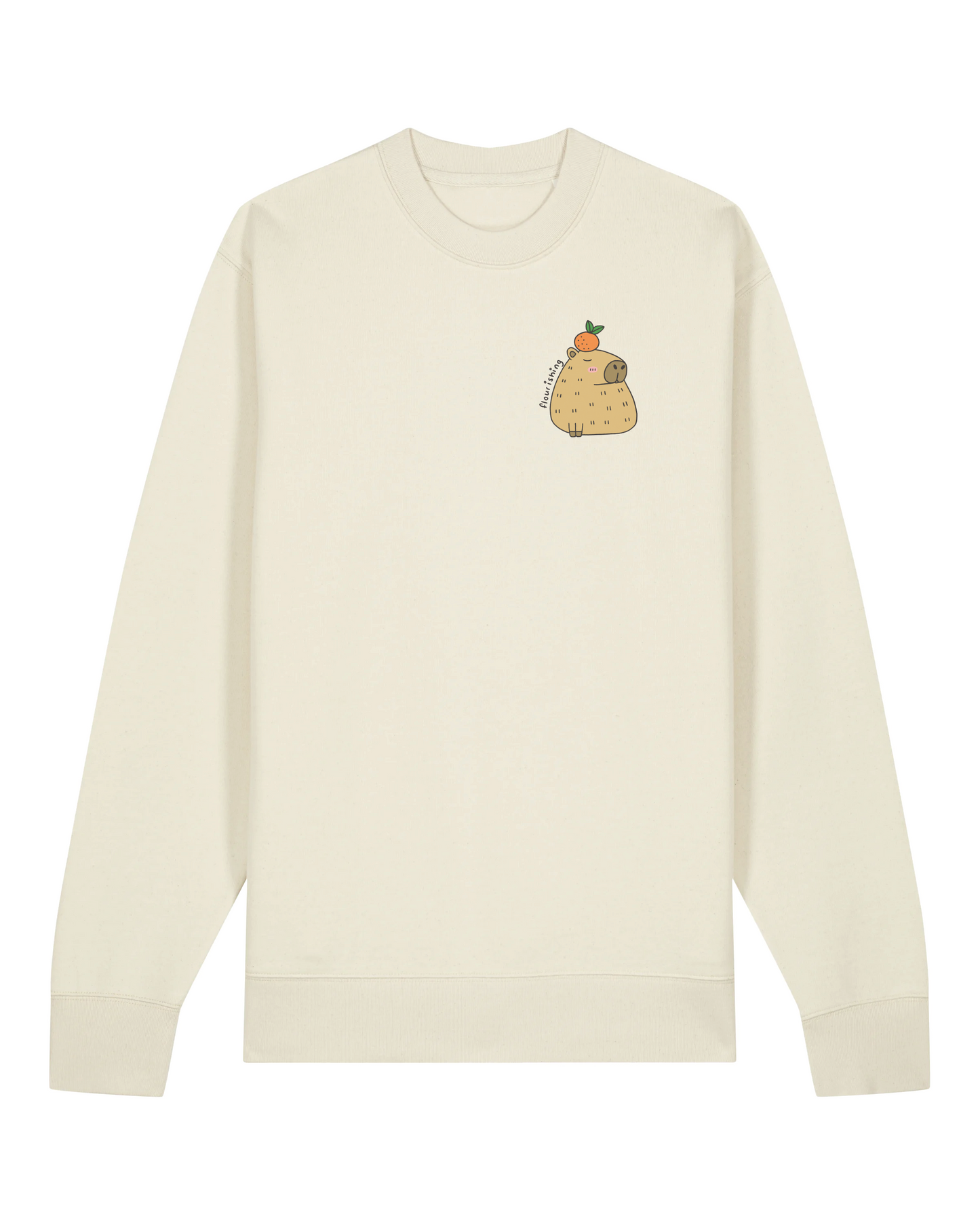 "Flourishing" Capybara Sweater - Beige (100% organic cotton)