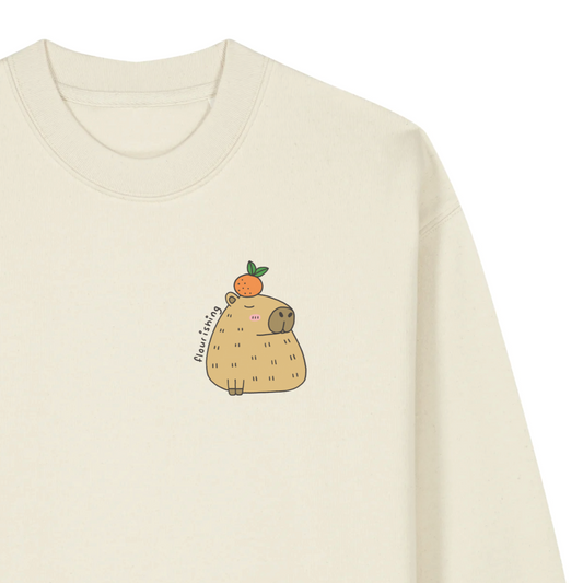 "Flourishing" Capybara Sweater - Beige (100% organic cotton)