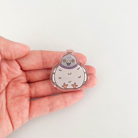 Round Pigeon Acrylic Pin