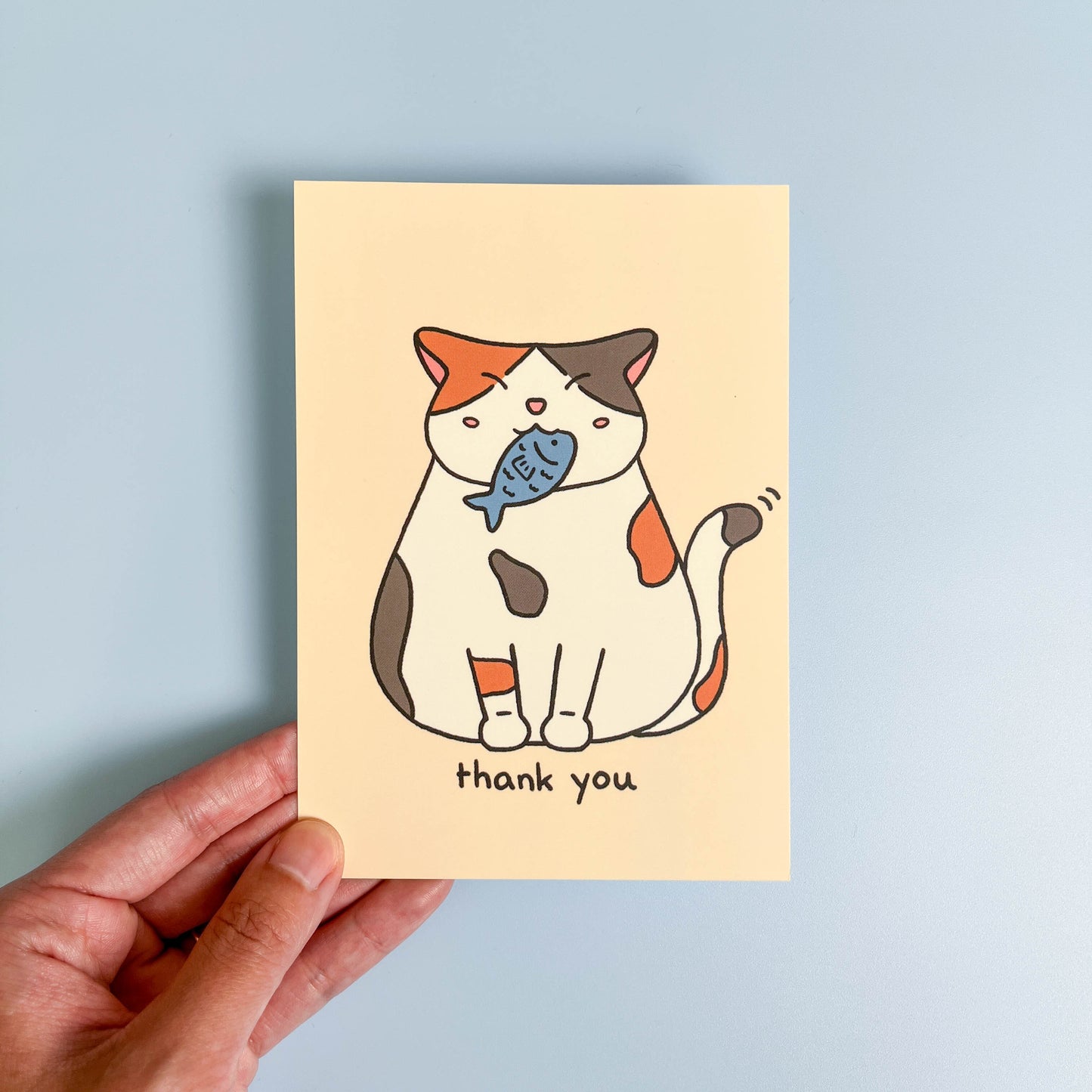 Calico Cat With Fish Postcard
