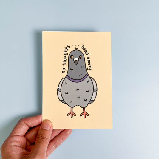 "No Thoughts, Head Empty" Pigeon Postcard