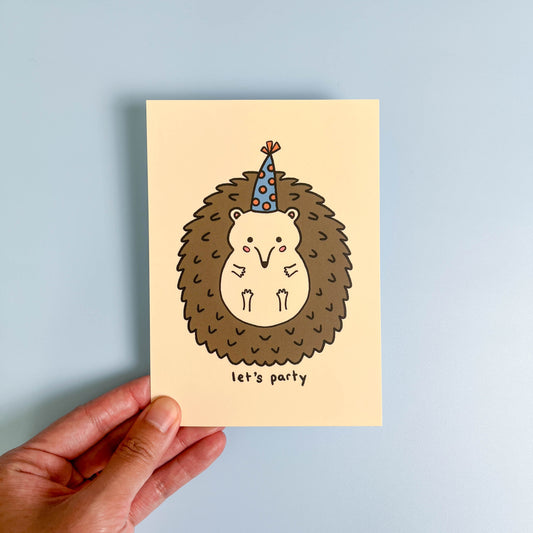 Hedgehog With Party Hat Postcard