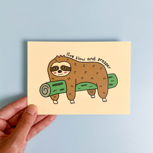 "Live Slow And Prosper" Sloth Postcard