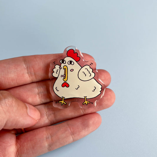 Screaming Chicken Acrylic Pin