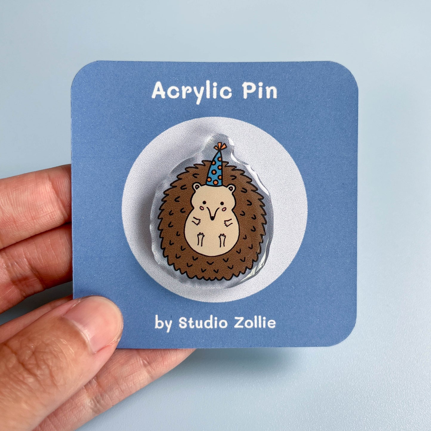 Hedgehog With Party Hat Acrylic Pin