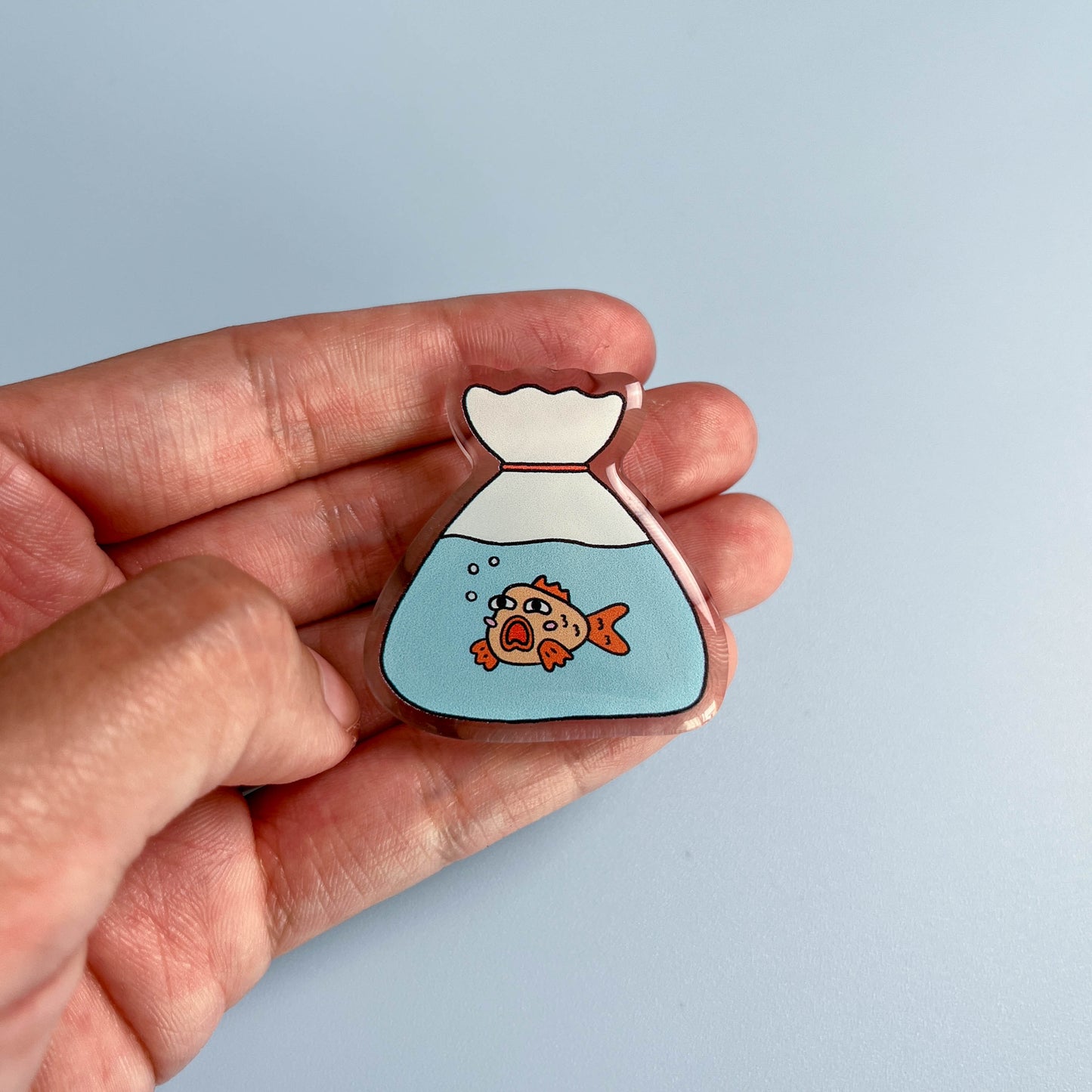 Goldfish in a Bag Acrylic Pin