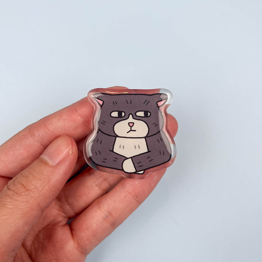 Unimpressed Tuxedo Cat Acrylic Pin