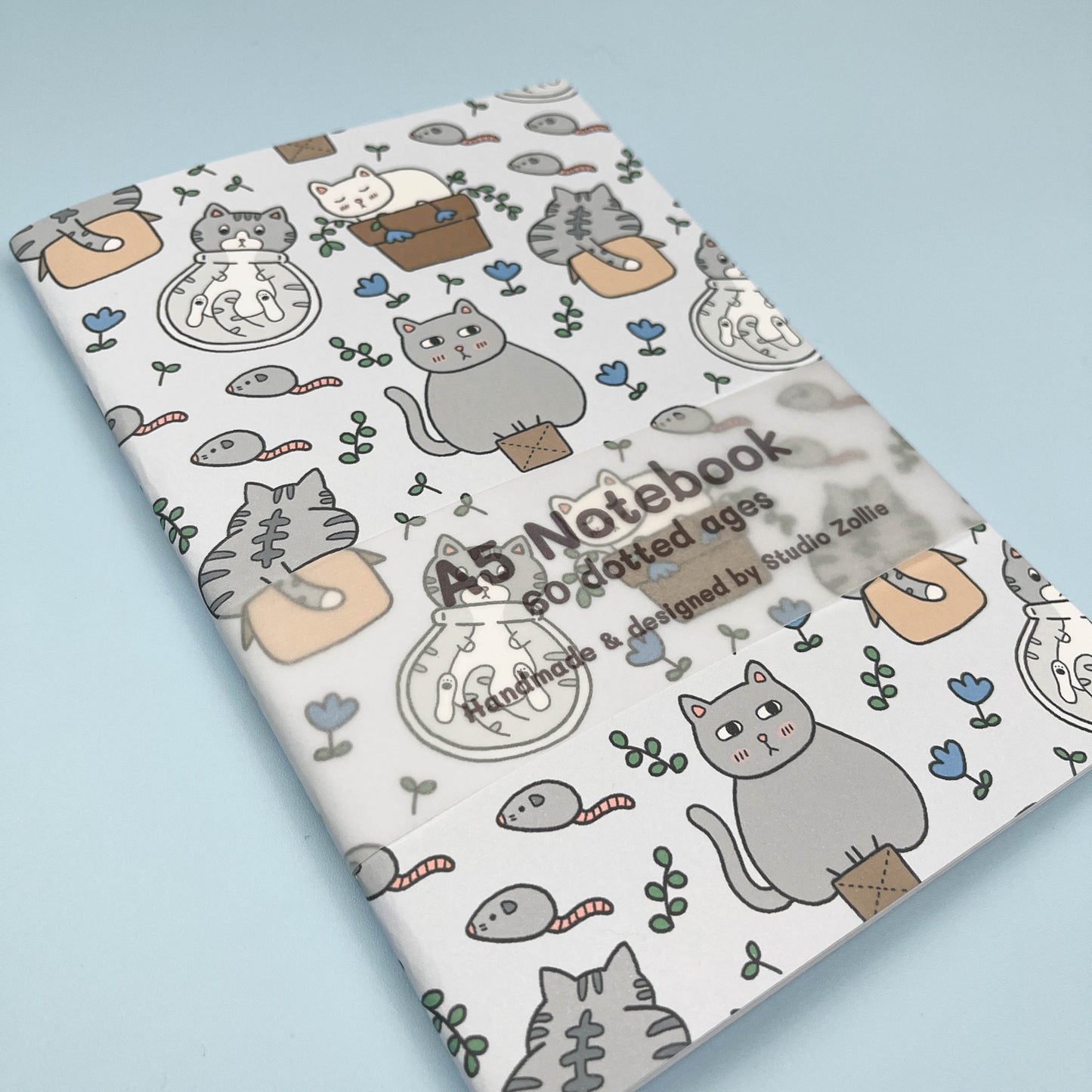 Cats in Boxes Pattern Handmade Notebook