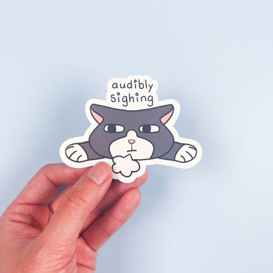 "Audibly Sighing" Cat Sticker