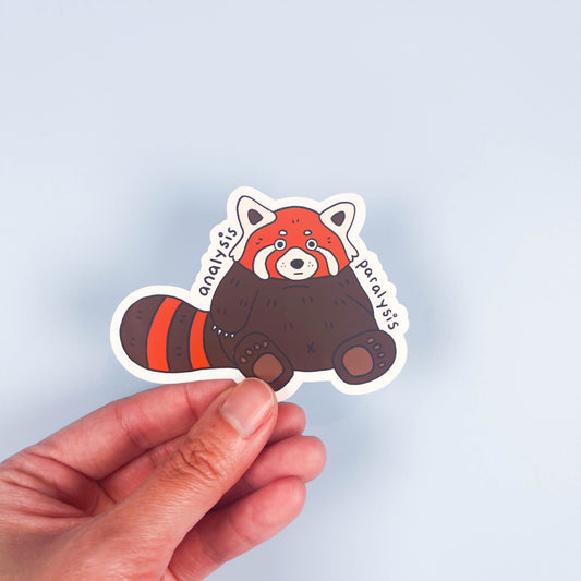 "Analysis Paralysis" Red Panda Sticker