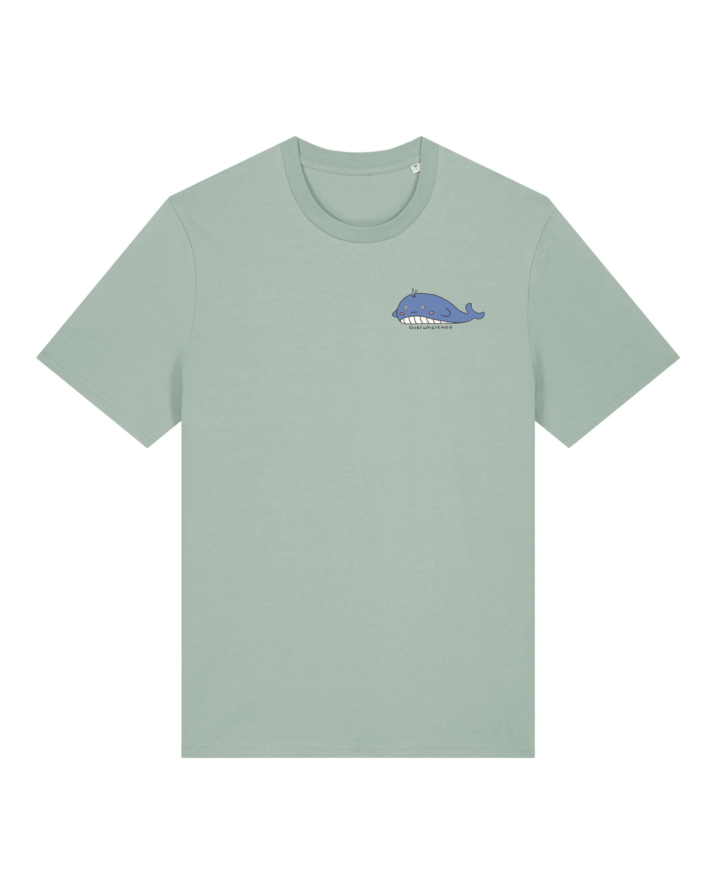 "Overwhalemed" Whale T-Shirt - Light Green (100% organic cotton)