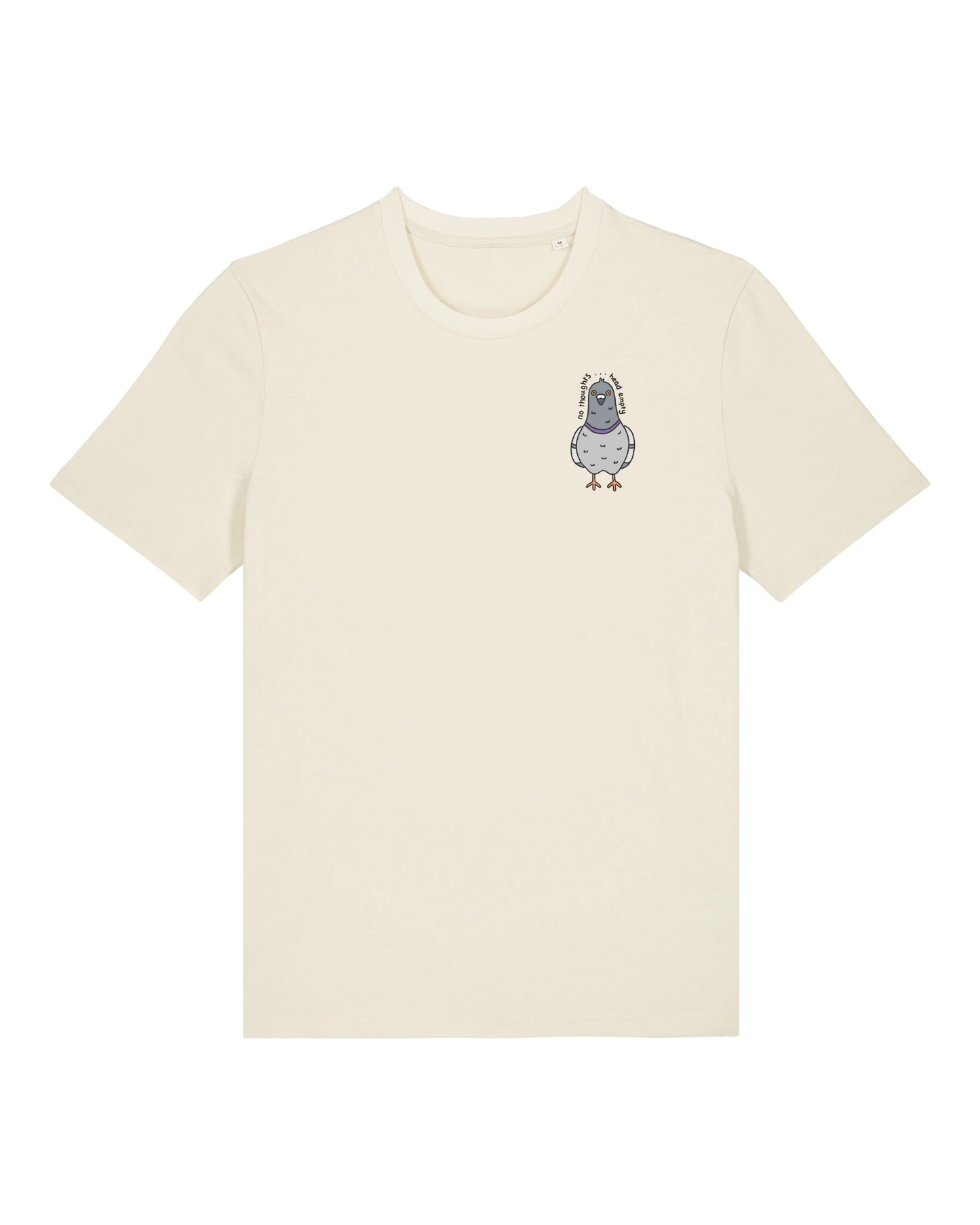 "No Thoughts, Head Empty" Pigeon T-Shirt - Beige (100% organic cotton)