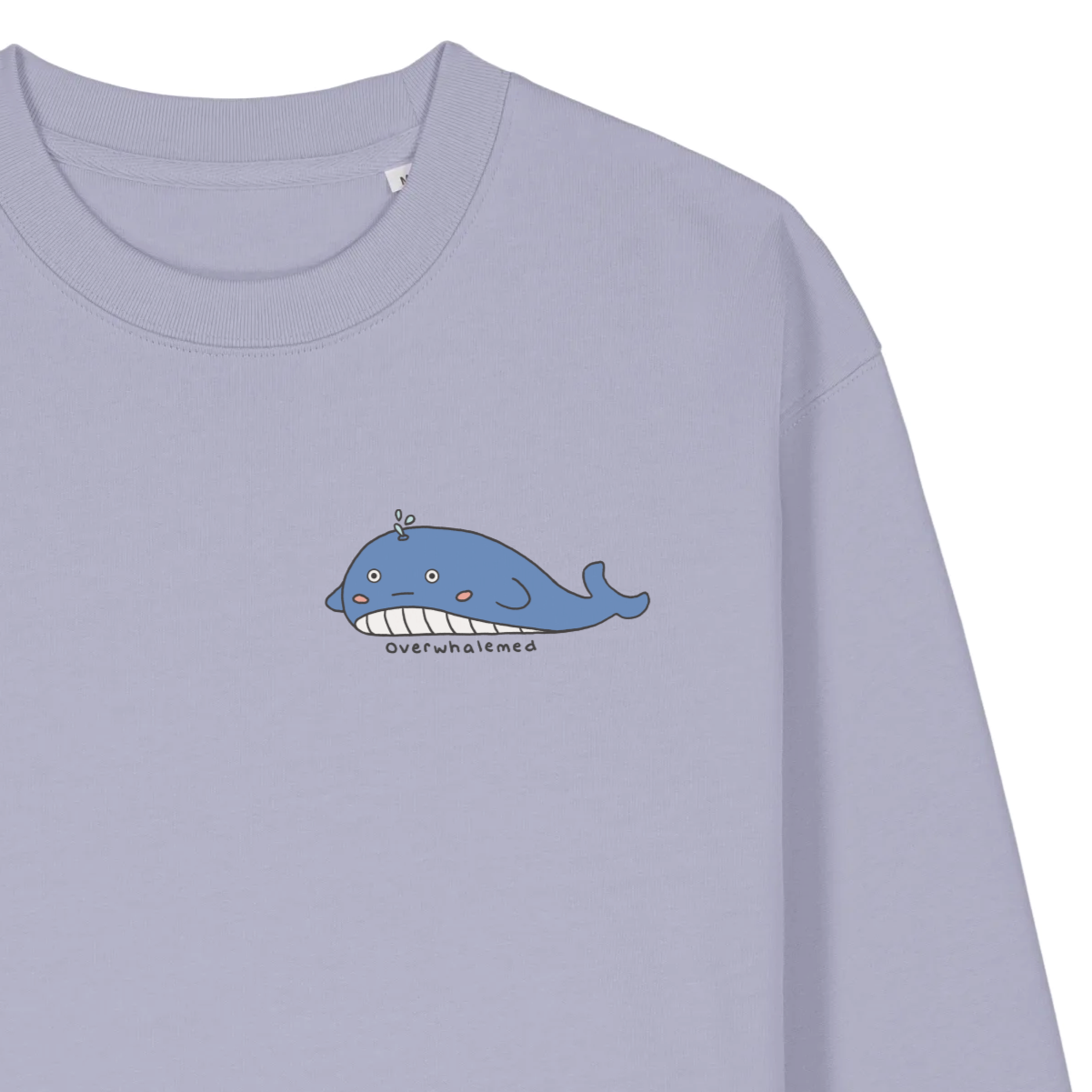 "Overwhalemed" Whale Sweater - Lavender (100% organic cotton)